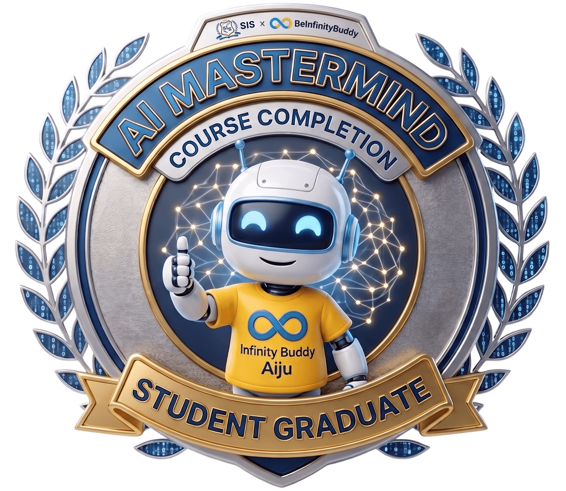 AI Mastermind course completion badge, student graduate